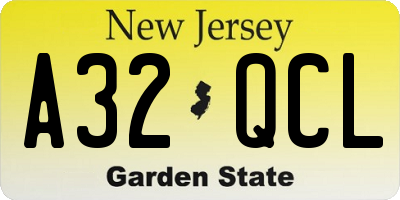 NJ license plate A32QCL