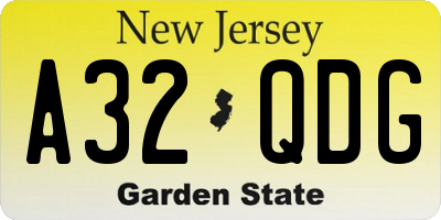NJ license plate A32QDG
