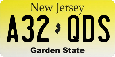 NJ license plate A32QDS