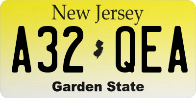 NJ license plate A32QEA