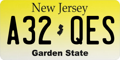 NJ license plate A32QES