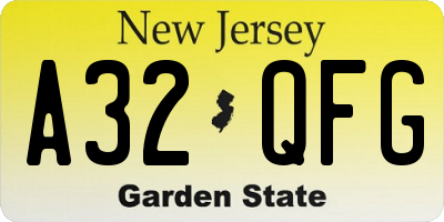 NJ license plate A32QFG