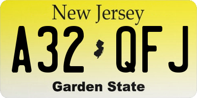 NJ license plate A32QFJ