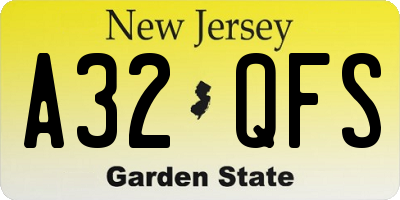 NJ license plate A32QFS