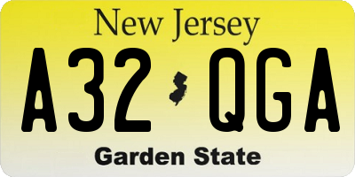 NJ license plate A32QGA