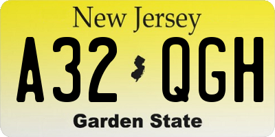 NJ license plate A32QGH