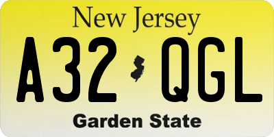 NJ license plate A32QGL