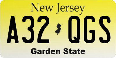 NJ license plate A32QGS