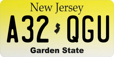 NJ license plate A32QGU