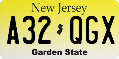 NJ license plate A32QGX