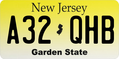 NJ license plate A32QHB