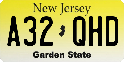 NJ license plate A32QHD