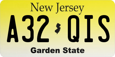NJ license plate A32QIS