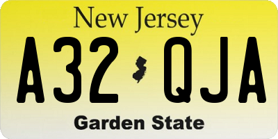 NJ license plate A32QJA