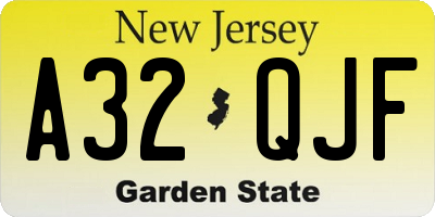 NJ license plate A32QJF