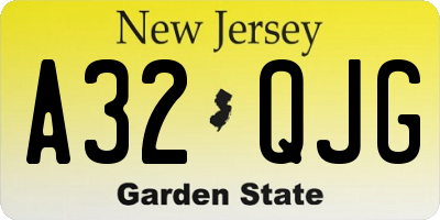 NJ license plate A32QJG