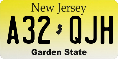 NJ license plate A32QJH