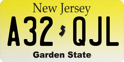 NJ license plate A32QJL