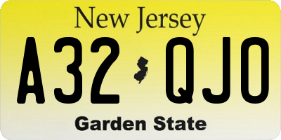 NJ license plate A32QJO