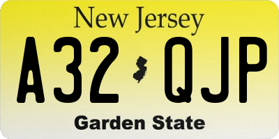 NJ license plate A32QJP