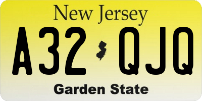 NJ license plate A32QJQ