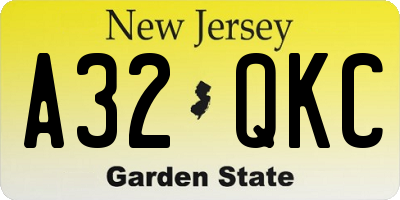 NJ license plate A32QKC