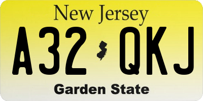 NJ license plate A32QKJ