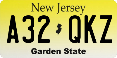 NJ license plate A32QKZ