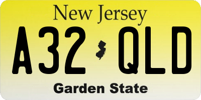 NJ license plate A32QLD