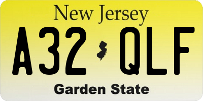 NJ license plate A32QLF