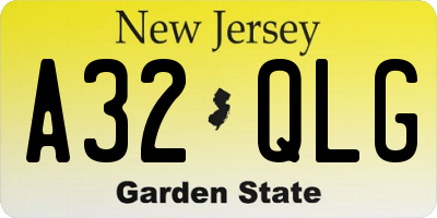 NJ license plate A32QLG