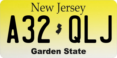 NJ license plate A32QLJ