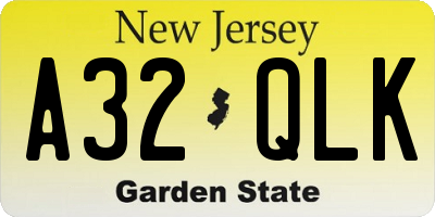 NJ license plate A32QLK