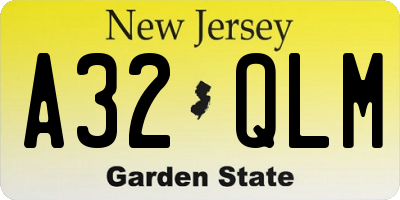 NJ license plate A32QLM