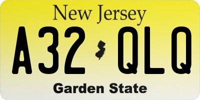 NJ license plate A32QLQ
