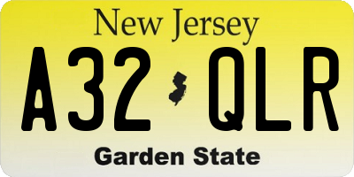 NJ license plate A32QLR
