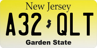 NJ license plate A32QLT