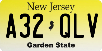 NJ license plate A32QLV