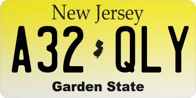 NJ license plate A32QLY