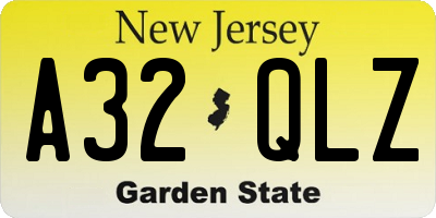 NJ license plate A32QLZ