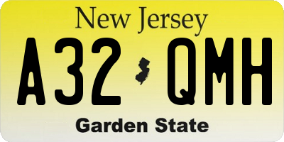 NJ license plate A32QMH