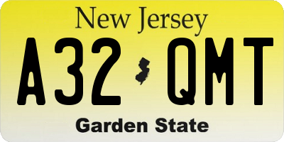 NJ license plate A32QMT