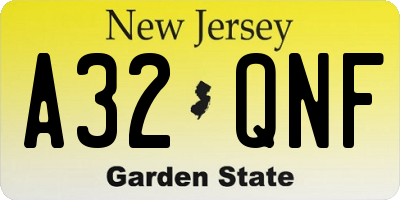 NJ license plate A32QNF