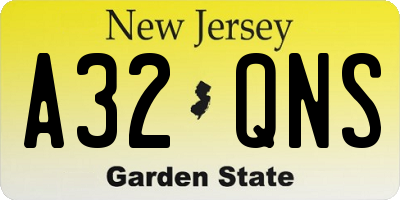 NJ license plate A32QNS