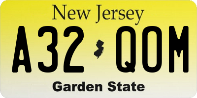 NJ license plate A32QOM