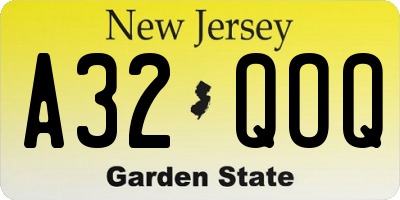 NJ license plate A32QOQ