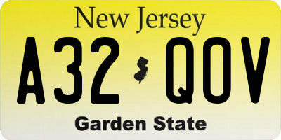 NJ license plate A32QOV