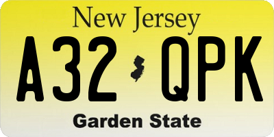 NJ license plate A32QPK