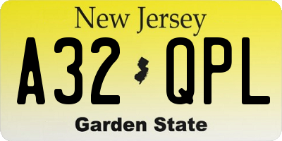 NJ license plate A32QPL