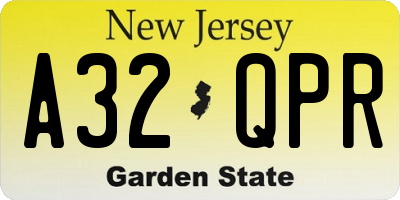 NJ license plate A32QPR